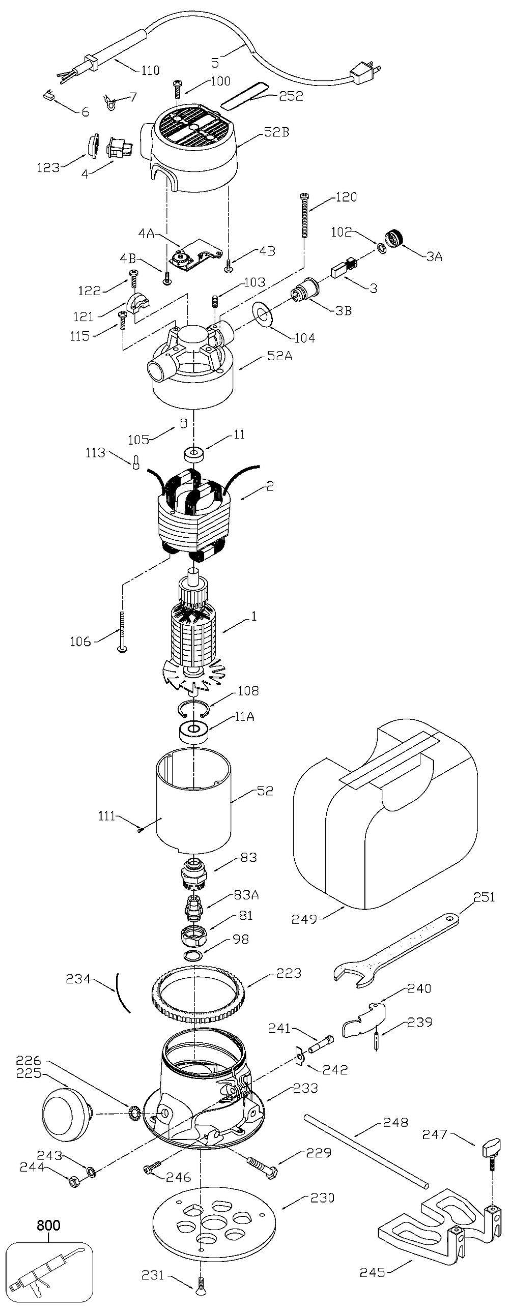 Page A Diagram and Parts List for 690LR Type 2 Porter Cable Router